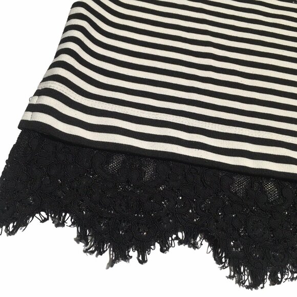 Karl Lagerfeld Shirt Women Small Nautical Buttons Black White Striped Lace Trim - Picture 14 of 14